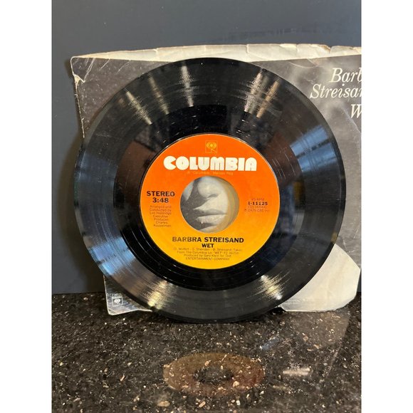 Vintage Barbra Streisand Wet/No More Tears W/Donna Summer 45 Rpm 7” Vinyl Record - Picture 3 of 4